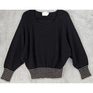 Andie & Barbara Sweater Womens XL Black Knit Batwing Long Sleeve 90s Vintage USA